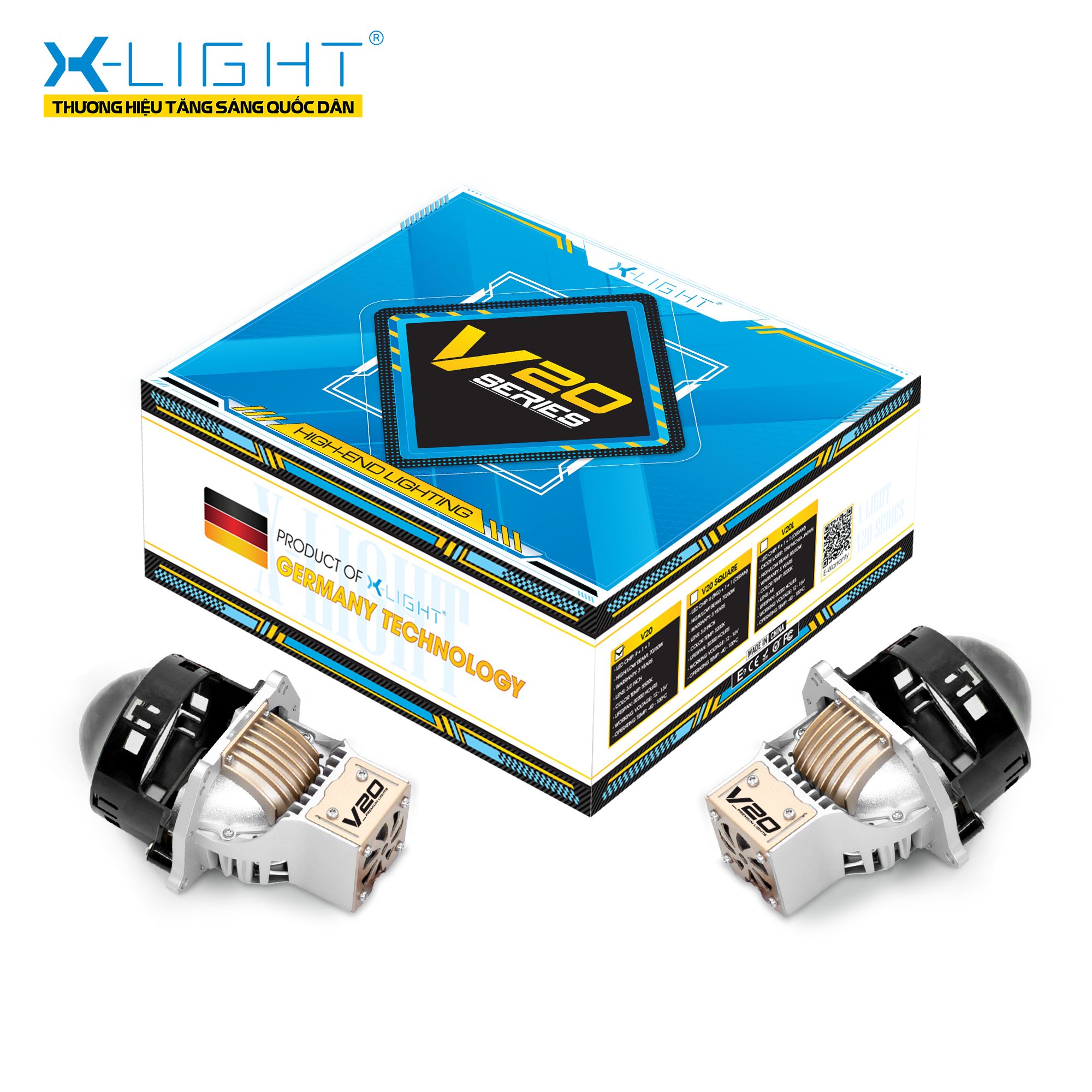 Đèn Bi LED X-Light V20 New 2025 (Công Nghệ Siêu Sáng Đỉnh Cao, Tản Nhiệt Kép Chủ Động)